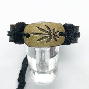 Black leather bracelet.